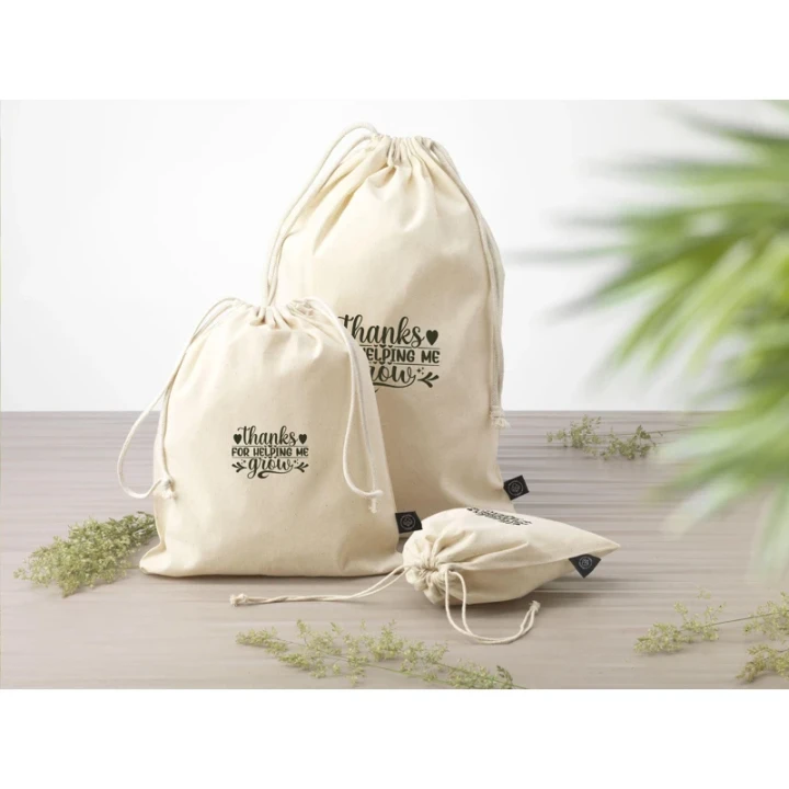 Recycled cotton gift pouch 150gsm/4.42 oz