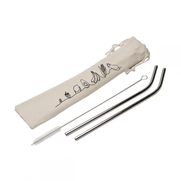 Straw Set Steel - Silver/Natural