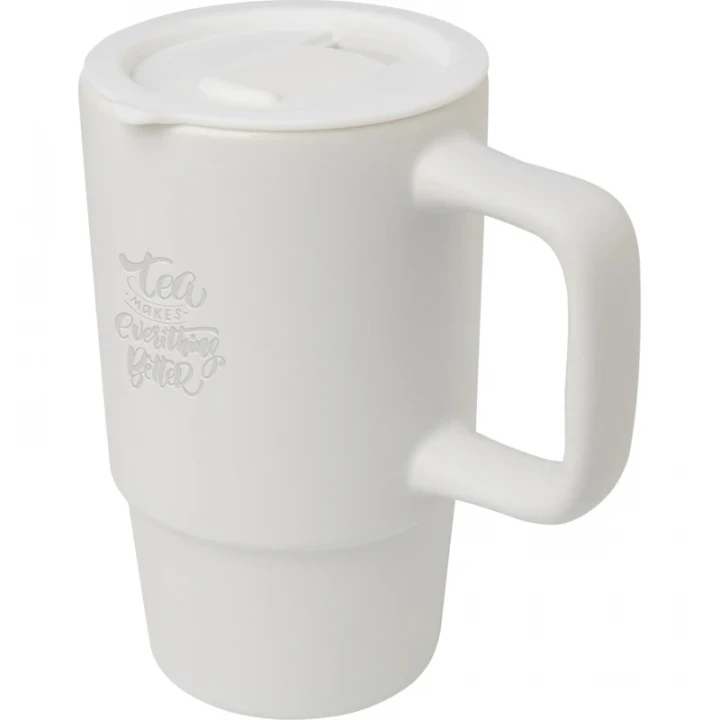 Carter 450ml Ceramic Mug With Plastic Lid