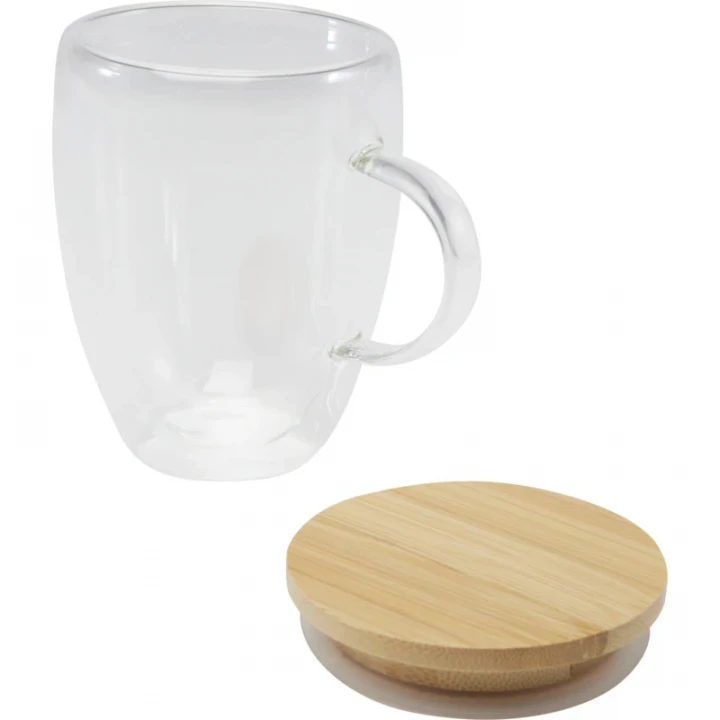 Leona Glass Cup With Bamboo Lid 350ml