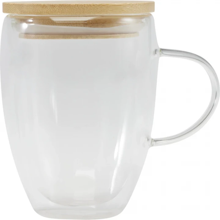 Leona Glass Cup With Bamboo Lid 350ml