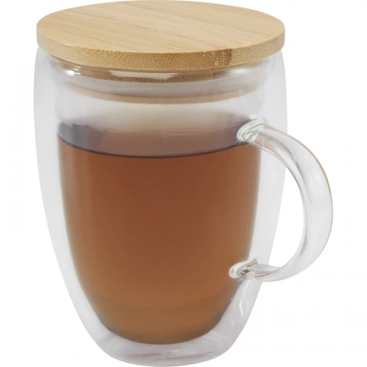 Leona Glass Cup With Bamboo Lid 350ml