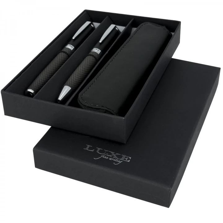 Carbon Duo Pen Gift Set With Pouch (black ink) 