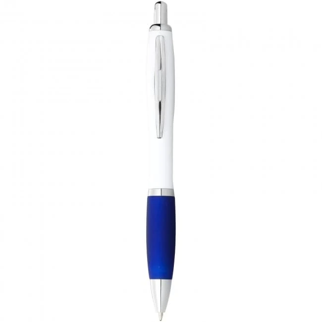 Nash Ballpoint Pen With White Barrel and Coloured Grip (black ink)