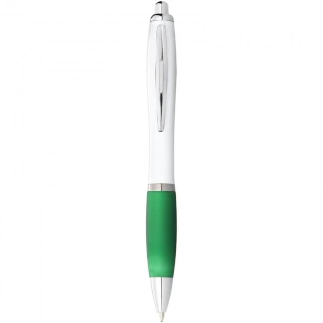 Nash Ballpoint Pen With White Barrel and Coloured Grip (black ink)