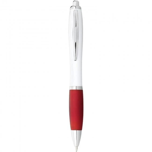 Nash Ballpoint Pen With White Barrel and Coloured Grip (black ink)