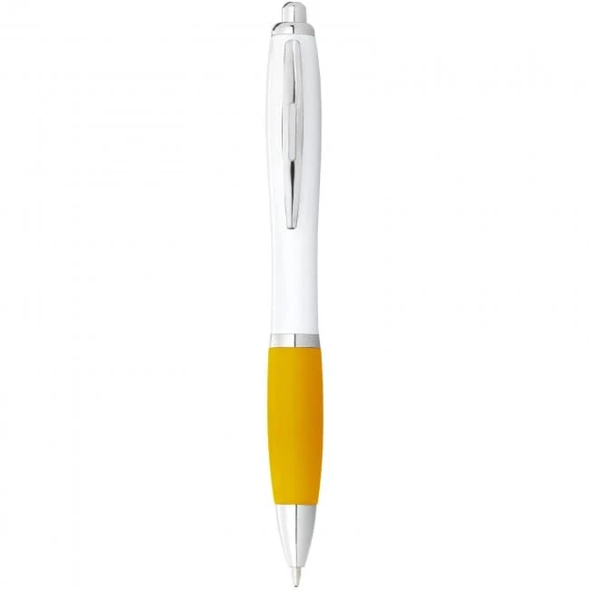 Nash Ballpoint Pen With White Barrel and Coloured Grip (black ink)