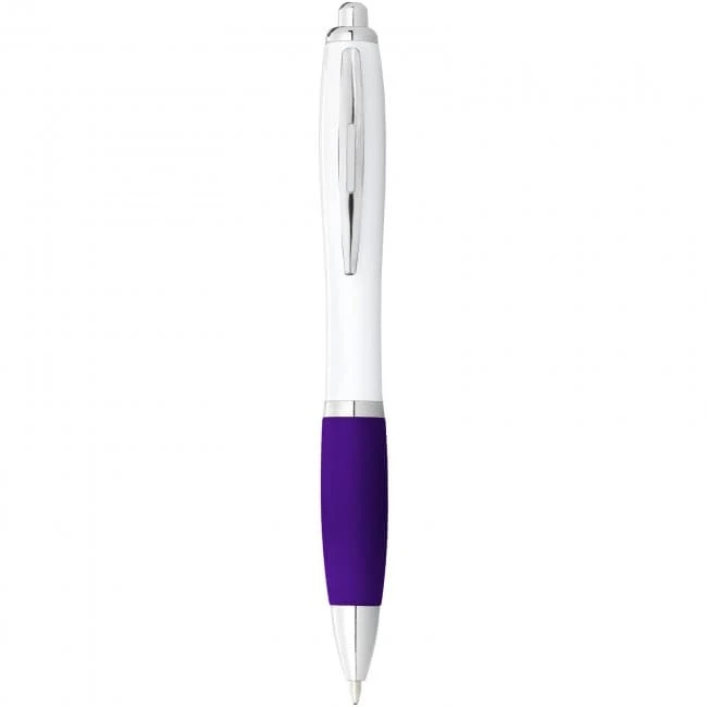 Nash Ballpoint Pen With White Barrel and Coloured Grip (black ink)