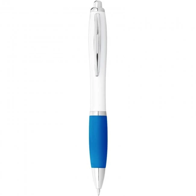 Nash Ballpoint Pen With White Barrel and Coloured Grip (black ink)