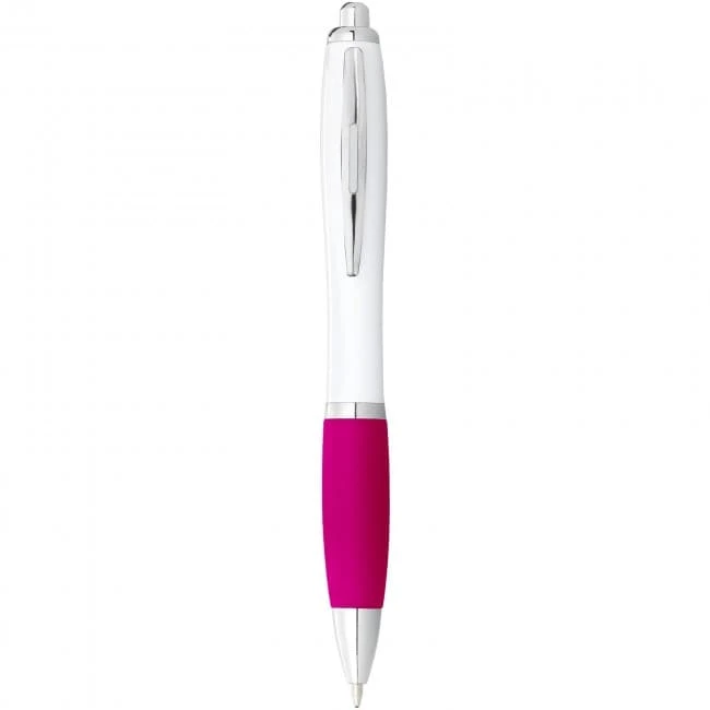 Nash Ballpoint Pen With White Barrel and Coloured Grip (black ink)