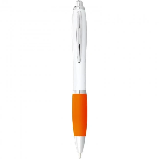 Nash Ballpoint Pen With White Barrel and Coloured Grip (black ink)