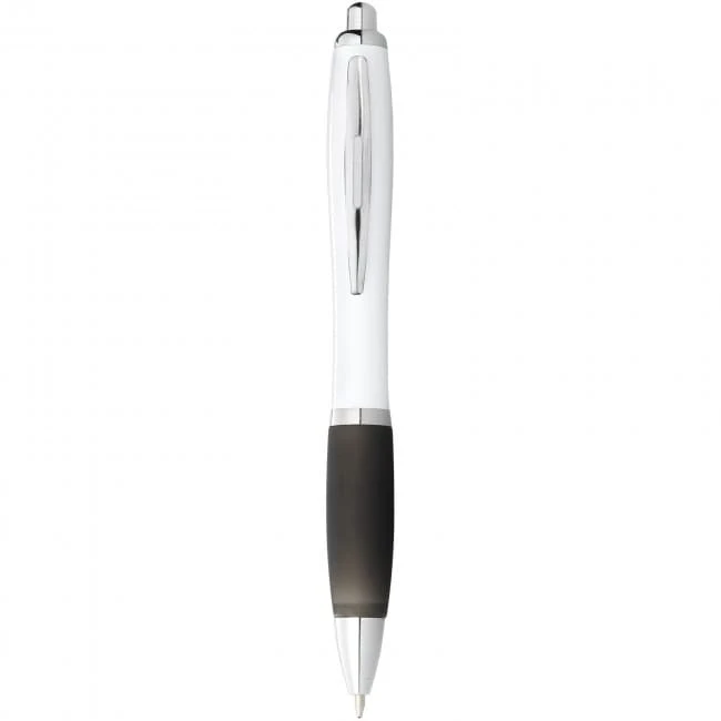 Nash Ballpoint Pen White Barrel and Coloured Grip (blue ink) 