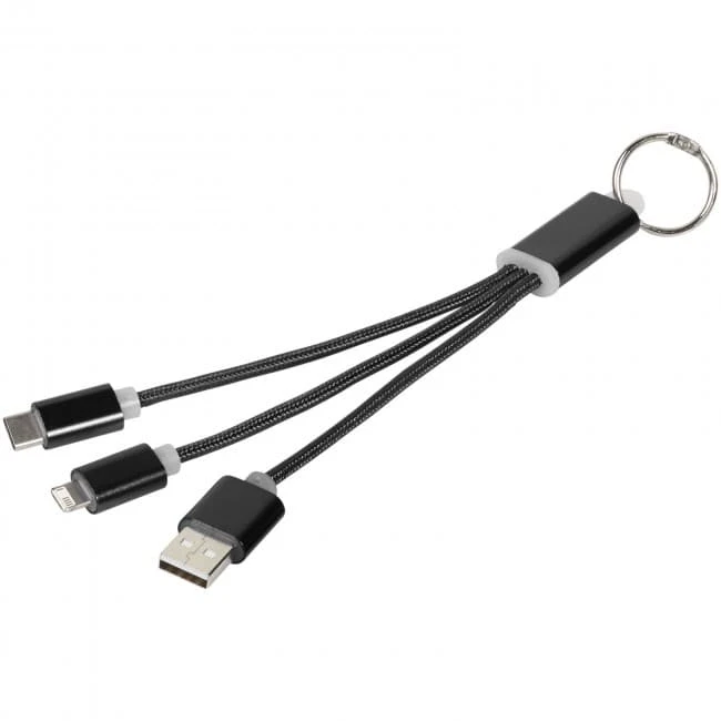 Metal 3-in-1 Charging Cable With Keychain