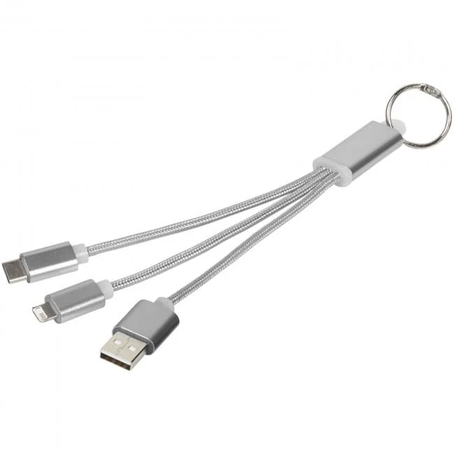 Metal 3-in-1 Charging Cable With Keychain