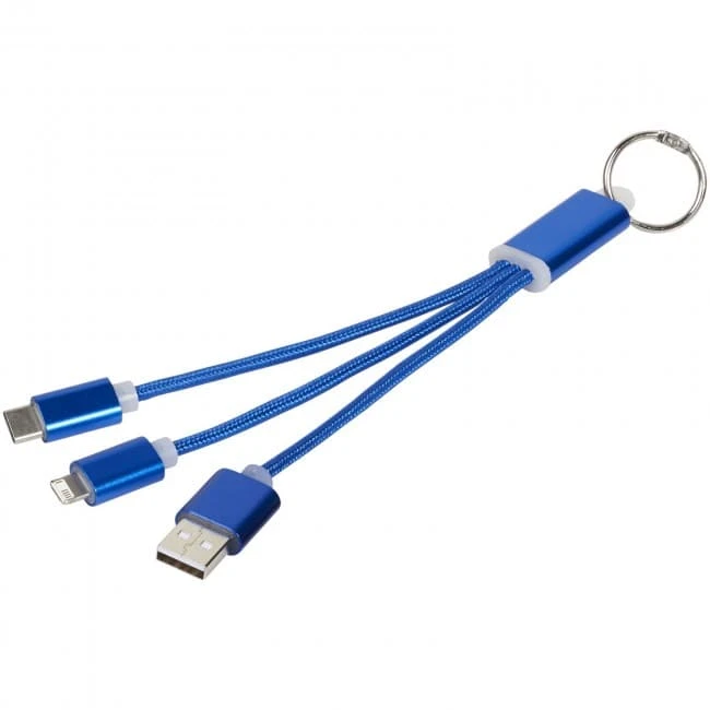 Metal 3-in-1 Charging Cable With Keychain