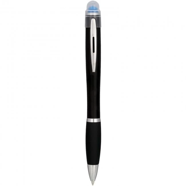 Nash coloured light up black barrel ballpoint pen