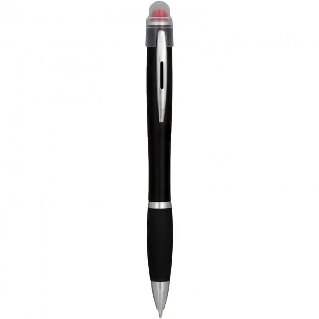 Nash coloured light up black barrel ballpoint pen