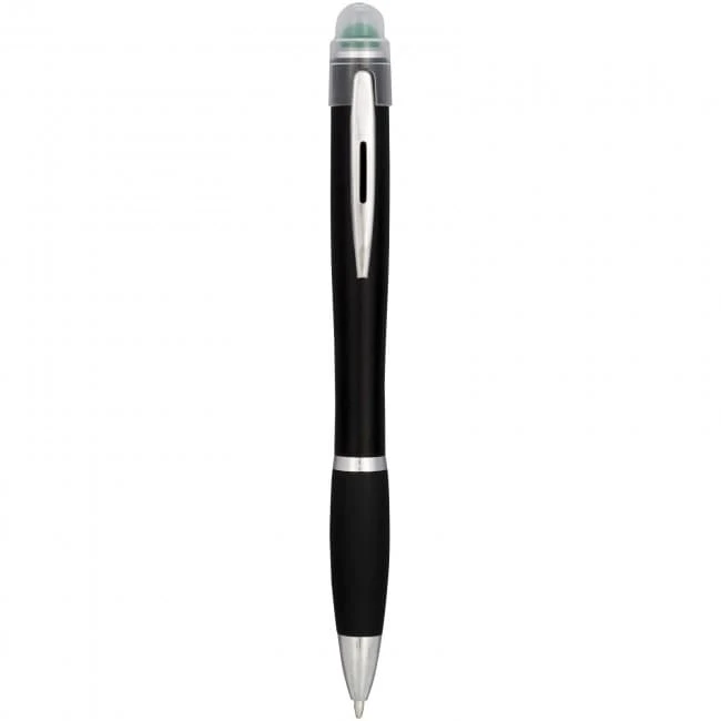 Nash coloured light up black barrel ballpoint pen
