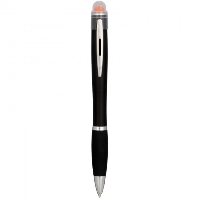 Nash coloured light up black barrel ballpoint pen
