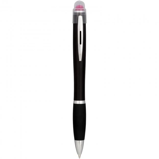 Nash coloured light up black barrel ballpoint pen