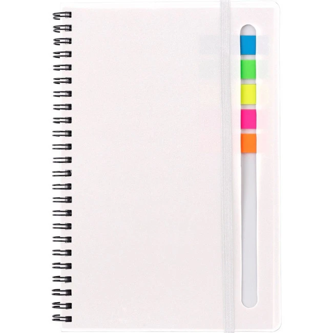 Notebook with sticky notes