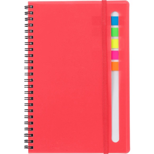 Notebook with sticky notes