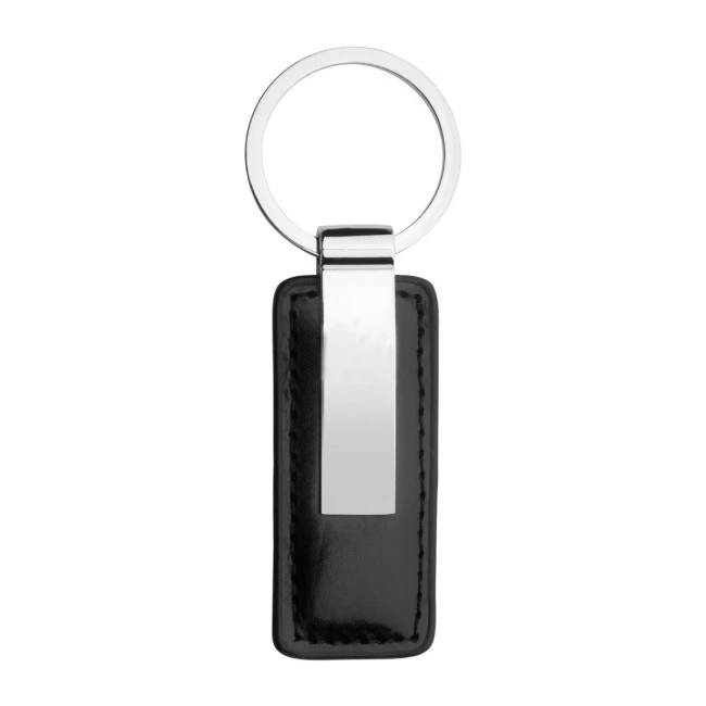 Rectangle Leather Metal Keyring