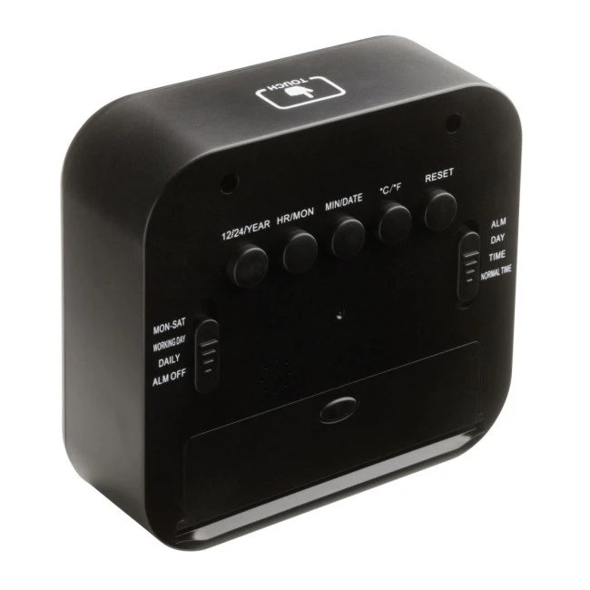 Alarm clock with thermometer