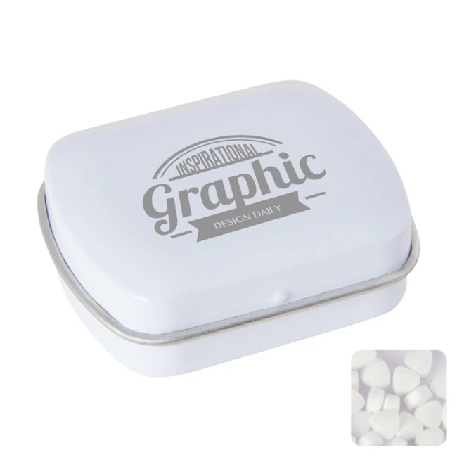 Small Flat Hinged Tin With Sugar Free Mints
