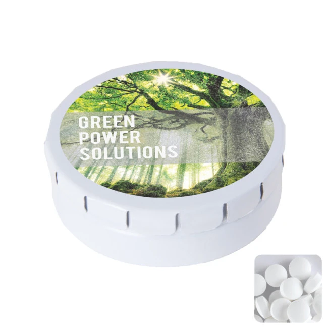 Round Click Tin With Dextrose Mints