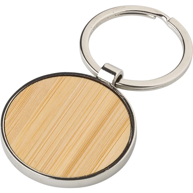 Bamboo And Metal Key Chain