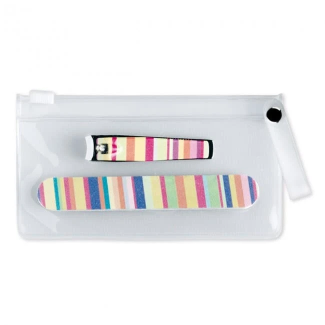 Manicure tools in clear pouch