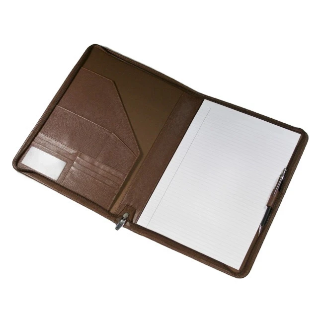 Melbourne A4 Zipped Folder In Brown