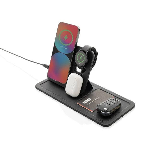 Swiss Peak 3 in 1 RCS Recycled PU Wireless Charger Desk Tray