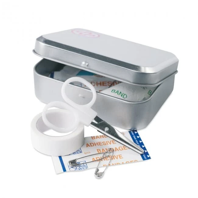 First aid kit in tin box