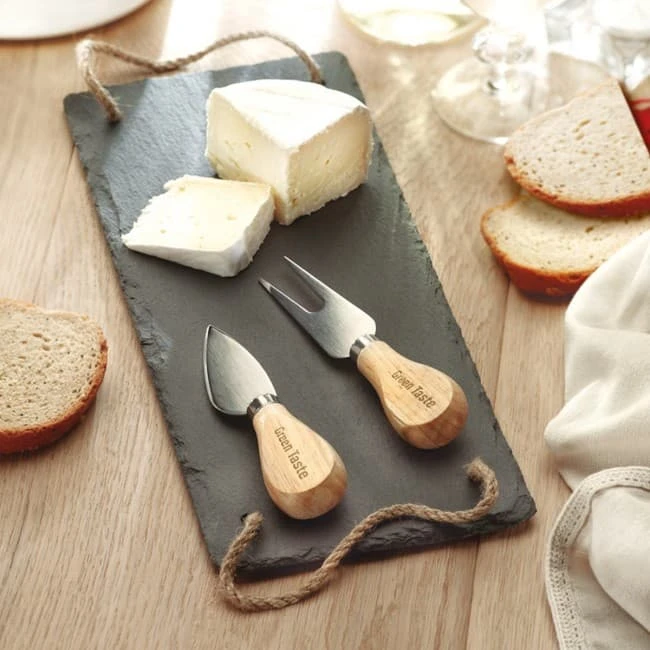 Slate cheeseboard with 2 kniv