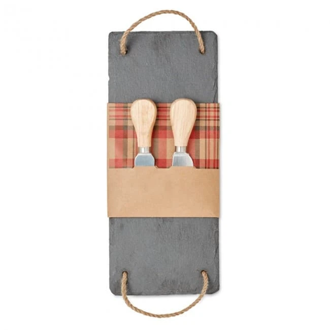 Slate cheeseboard with 2 kniv