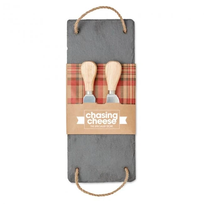 Slate cheeseboard with 2 kniv