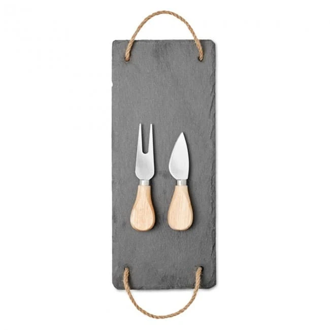 Slate cheeseboard with 2 kniv