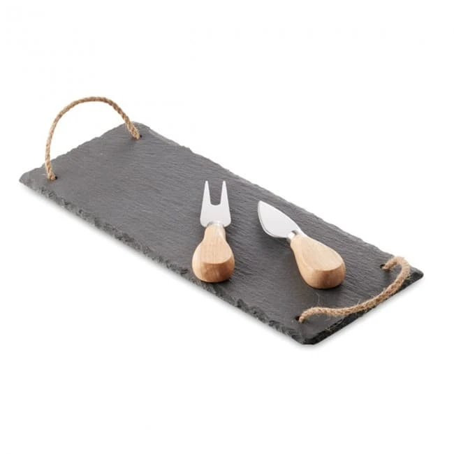Slate cheeseboard with 2 kniv