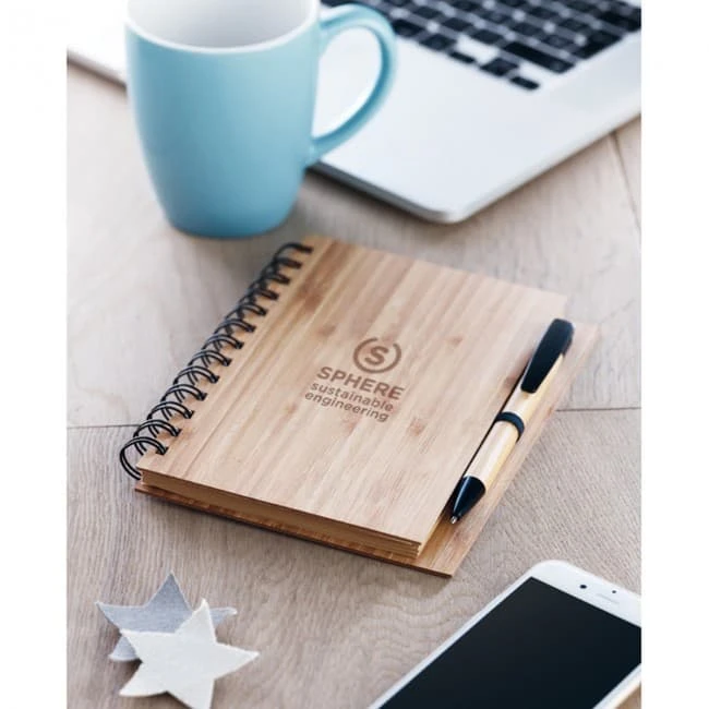 Bamboo Notebook With Pen Lined