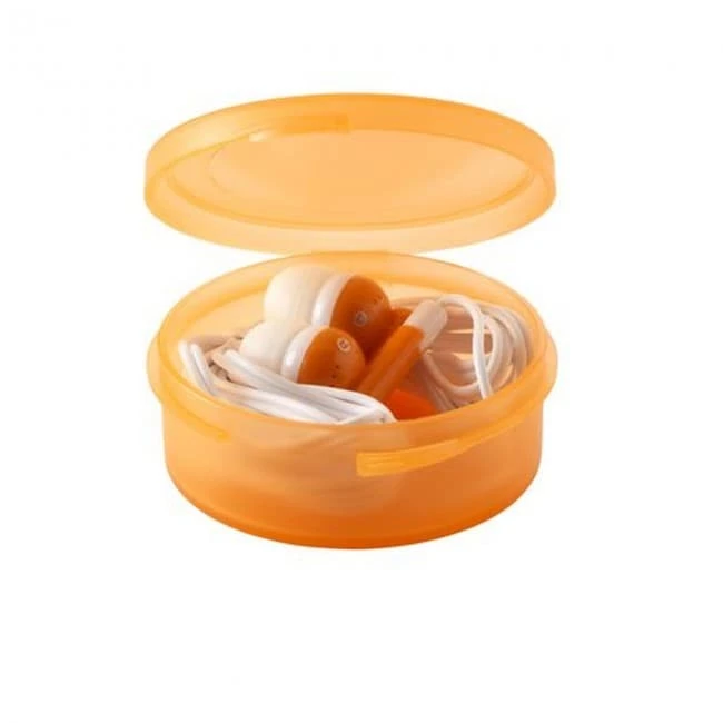 Earphones in Round Case