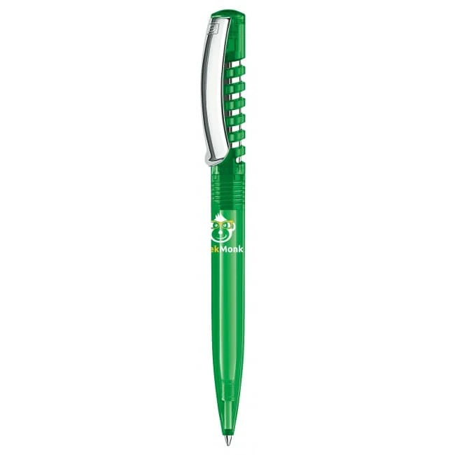senator New Spring Clear plastic ball pen with metal clip