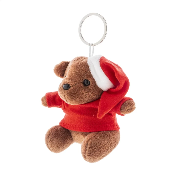 Plush Christmas Teddy Bear Keyring