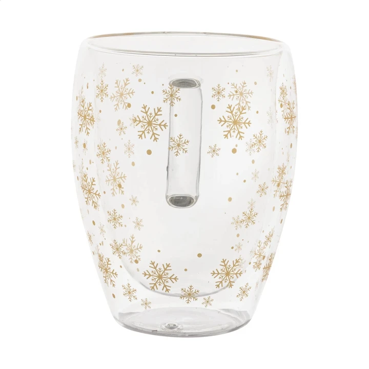Snowflake Christmas Glass Thermo Mug 350ml