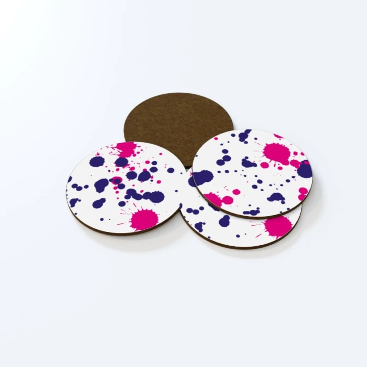 Coaster - Round- Wooden Hardboard - 4 pack - 9cm x 9cm