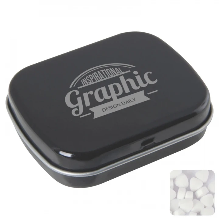 Flat Hinged Tin With Sugar Free Mints