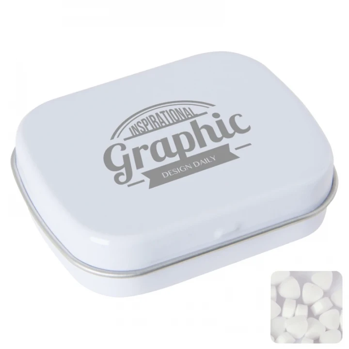 Flat Hinged Tin With Sugar Free Mints