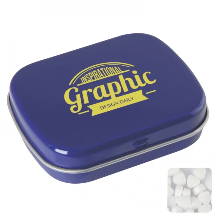 Flat Hinged Tin With Sugar Free Mints