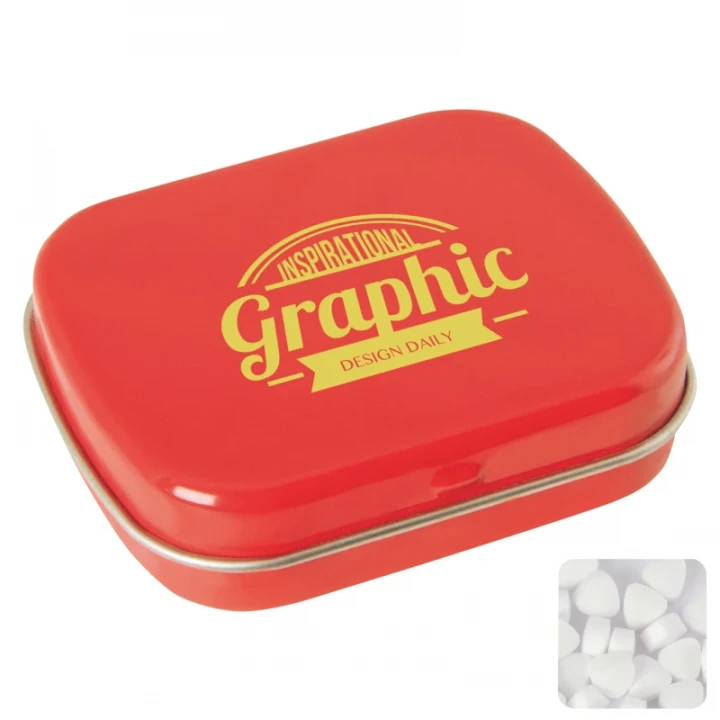 Flat Hinged Tin With Sugar Free Mints
